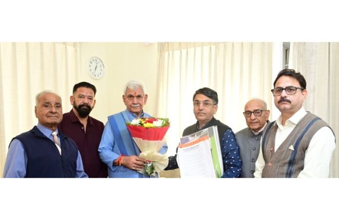 Lakshmi Narayan Temple Delegation Calls on LG Manoj Sinha