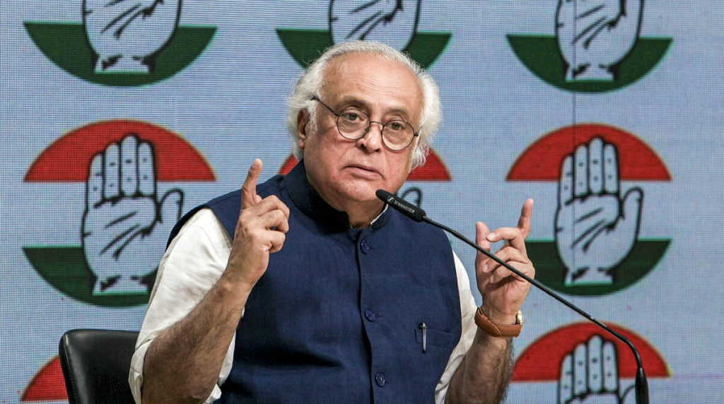 Congress leader Jairam Ramesh speaking on environmental law.